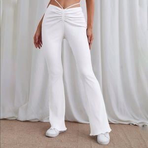 SHEIN- WHITE LACE UP FLARE PANTS